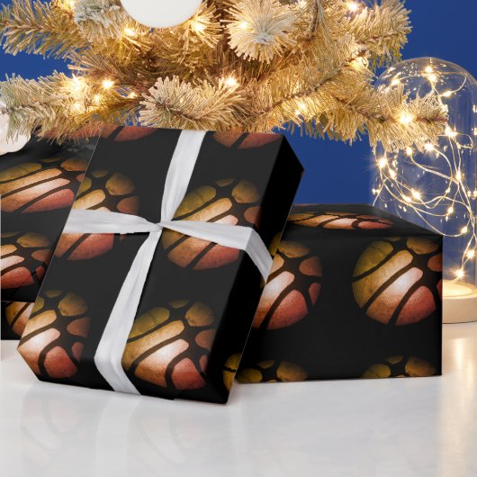 Modern zwart basketbal sportpatroon cadeaupapier (Feestdagen)