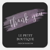 Modern Zwart Bedankt Verpakking Winkel Verzending Vierkante Sticker (Voorkant)