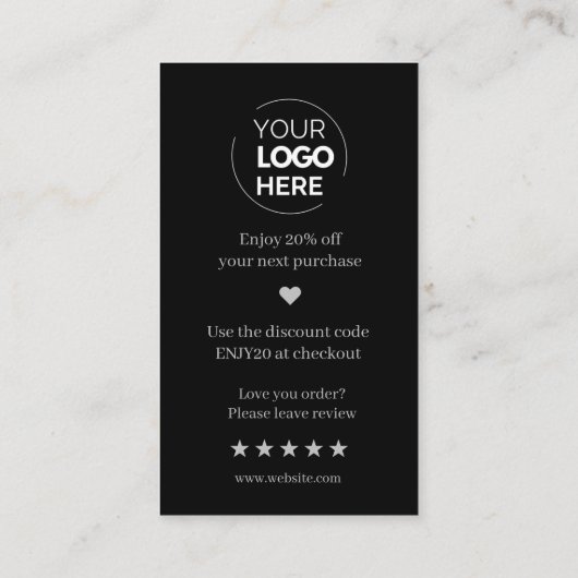 Modern Zwart Bedankt voor het winkelen Klein Visitekaartje (Achterkant)