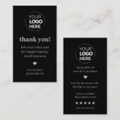 Modern Zwart Bedankt voor het winkelen Klein Visitekaartje (Voorkant / Achterkant)