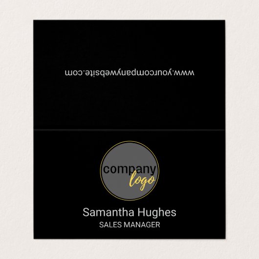 MODERN ZWART BEDRIJF LOGO GEVOUWEN VISITEKAARTJE (Buitenkant ongevouwen)
