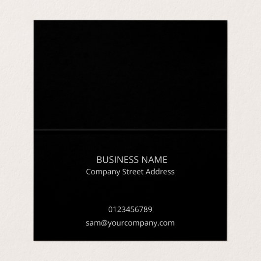 MODERN ZWART BEDRIJF LOGO GEVOUWEN VISITEKAARTJE (Binnenkant ongevouwen)
