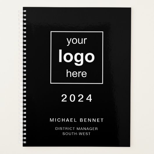 Modern zwart bedrijfslogo 2024 planner (Voorkant)