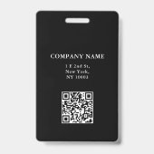 Modern zwart bedrijfslogo en QR-code evenementenba Badge (Achterkant)