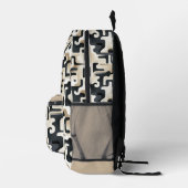Modern Zwart Beige Camo Gepersonaliseerde naam Bedrukte Rugzak (Rechts)