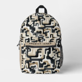 Modern Zwart Beige Camo Gepersonaliseerde naam Bedrukte Rugzak (Voorkant)