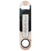 Modern zwart beige geometrisch Abstract patroon Speed Flessenopener (Voorkant)