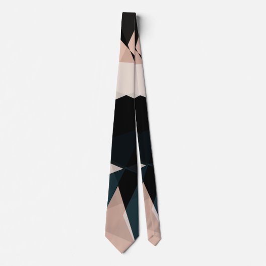 Modern zwart beige geometrisch Abstract patroon Stropdas (Voorkant)