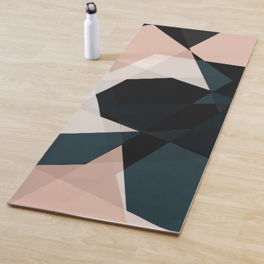 Modern zwart beige geometrisch Abstract patroon Yogamat (In situ)