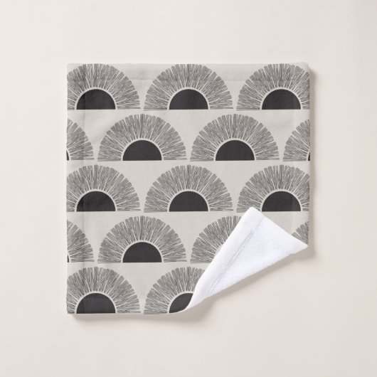 Modern Zwart & Beige Zonsondergang Abstract Kunstp Bad Handdoek (Wasdoekje)