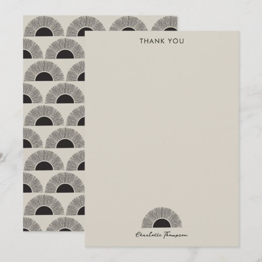 Modern Zwart & Beige Zonsondergang Abstract Kunstp Bedankkaart (Voorkant / Achterkant)