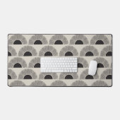 Modern Zwart & Beige Zonsondergang Abstract Kunstp Bureaumat (Keyboard & Muis)