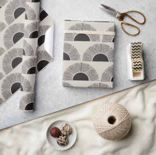 Modern Zwart & Beige Zonsondergang Abstract Kunstp Cadeaupapier
