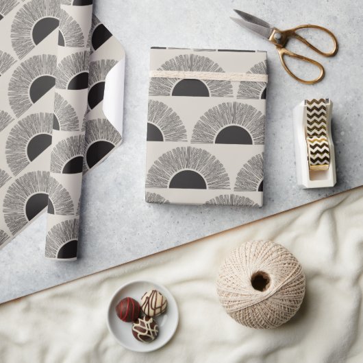 Modern Zwart & Beige Zonsondergang Abstract Kunstp Cadeaupapier (Crafts)
