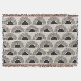 Modern Zwart & Beige Zonsondergang Abstract Kunstp Deken