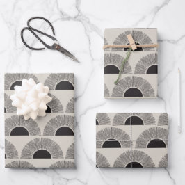 Modern Zwart & Beige Zonsondergang Abstract Kunstp Inpakpapier Vel