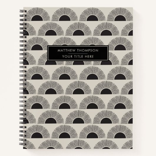 Modern Zwart & Beige Zonsondergang Abstract Kunstp Notitieboek (Voorkant)