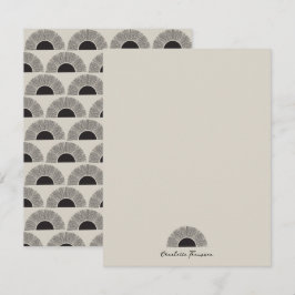 Modern Zwart & Beige Zonsondergang Abstract Kunstp Notitiekaartje