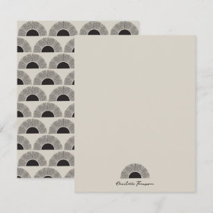 Modern Zwart & Beige Zonsondergang Abstract Kunstp Notitiekaartje