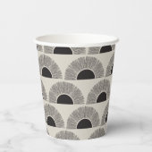 Modern Zwart & Beige Zonsondergang Abstract Kunstp Papieren Bekers (Achterkant)