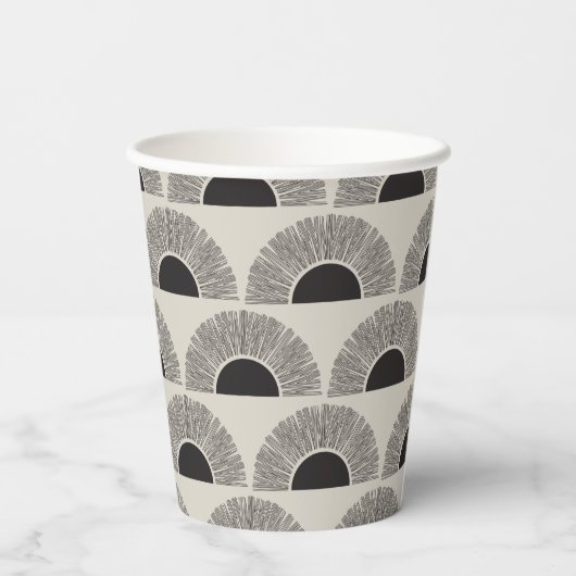 Modern Zwart & Beige Zonsondergang Abstract Kunstp Papieren Bekers (Achterkant)