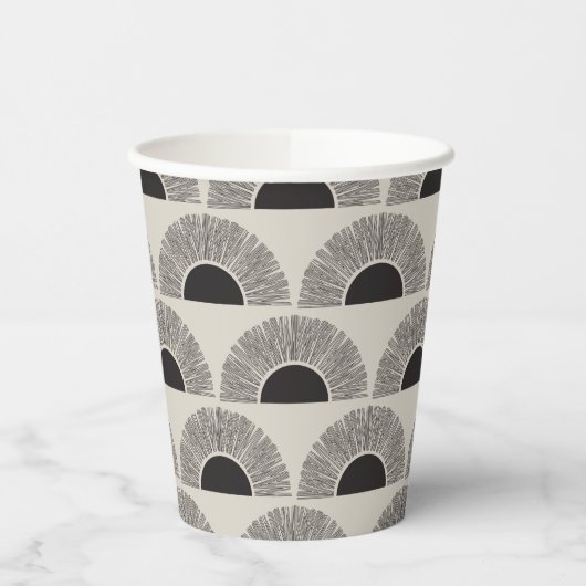 Modern Zwart & Beige Zonsondergang Abstract Kunstp Papieren Bekers (Links)