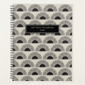 Modern Zwart & Beige Zonsondergang Abstract Kunstp Planner (Voorkant)