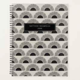 Modern Zwart & Beige Zonsondergang Abstract Kunstp Planner