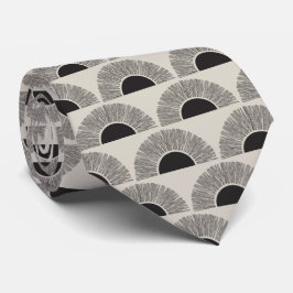 Modern Zwart & Beige Zonsondergang Abstract Kunstp Stropdas