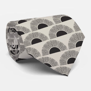 Modern Zwart & Beige Zonsondergang Abstract Kunstp Stropdas