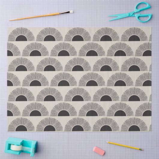 Modern Zwart & Beige Zonsondergang Abstract Kunstp Tissuepapier (Craft)