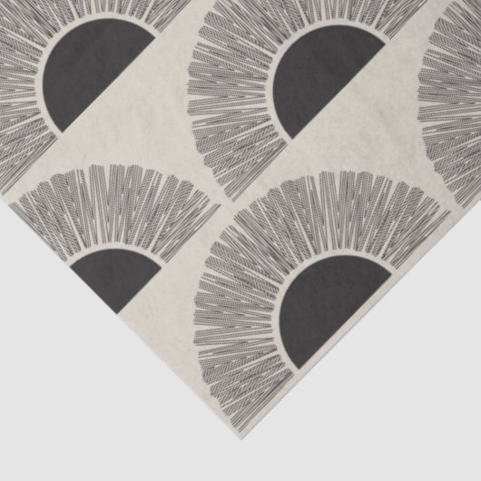 Modern Zwart & Beige Zonsondergang Abstract Kunstp Tissuepapier (Detail)