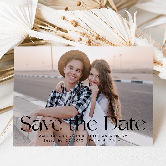 Modern Zwart  belettering foto Save The Date