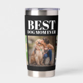 Modern Zwart Beste Hond Moeder Ooit 3 Fotocollage Geïsoleerde Drinkbeker (Links)