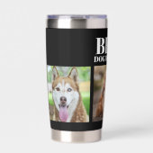 Modern Zwart Beste Hond Moeder Ooit 3 Fotocollage Geïsoleerde Drinkbeker (Voorkant)