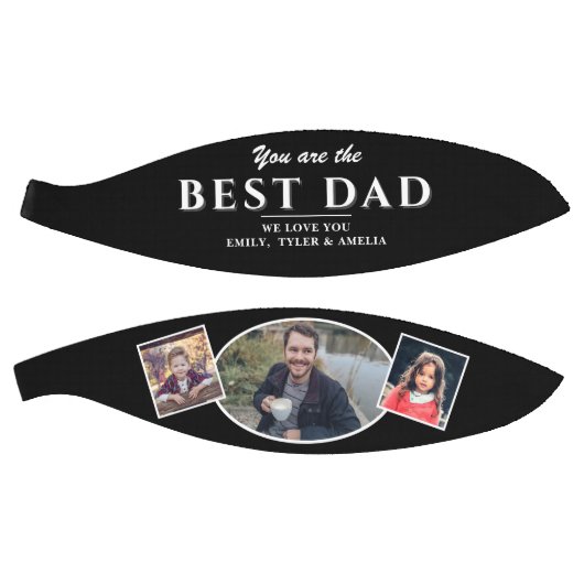 Modern Zwart Beste Vader 3 Fotocollage Basketbal (Panelen)