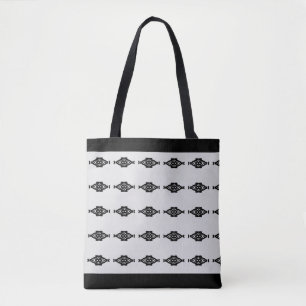 Modern zwart & bijna wit patroon tote bag