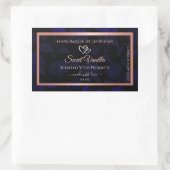 Modern Zwart Blauw Bloemen Product Labels Roos Gol (Tas)