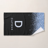 Modern zwart-blauw glitter initiaal monogram mok bad handdoek (Handdoek)
