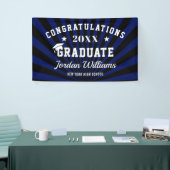 Modern Zwart Blauw Graduation Party Spandoek (Beurs)