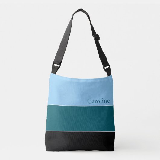 Modern Zwart Blauw Turkoois Crossbody Tas (Voorkant)