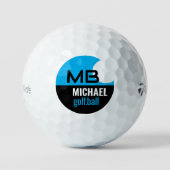 Modern zwart-blauwe logo golfbal golfballen (Voorkant)