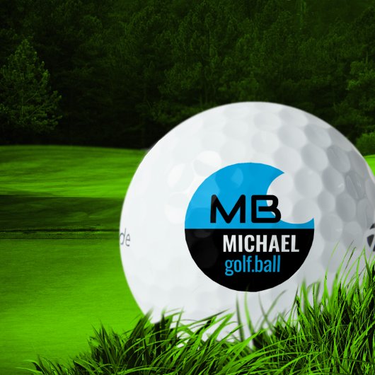 Modern zwart-blauwe logo golfbal golfballen
