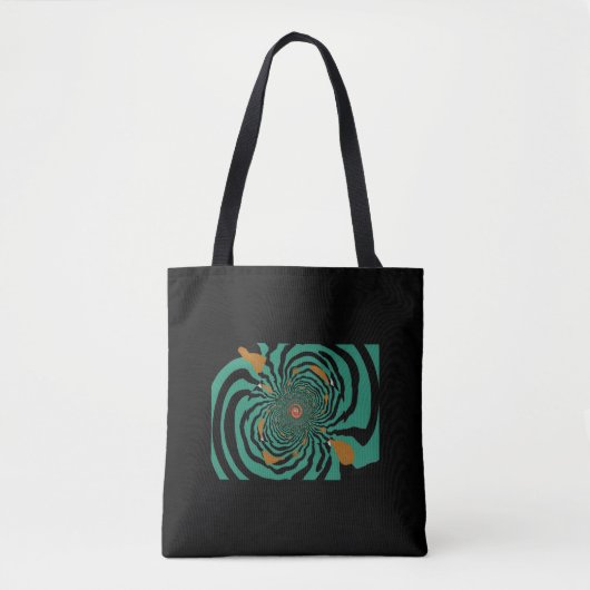 Modern zwart-Blauwgroen fractaal ontwerp Tote Bag (Voorkant)