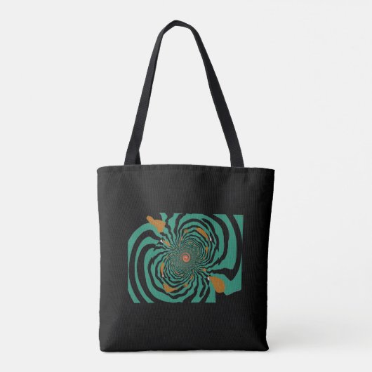 Modern zwart-Blauwgroen fractaal ontwerp Tote Bag (Achterkant)