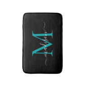 Modern zwart Blauwgroen groen monogramschrift Eleg Badmat (Voorkant Verticaal)