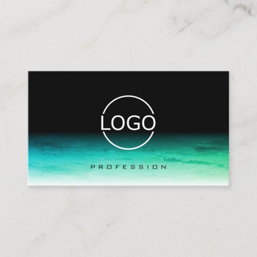Modern zwart Blauwgroen groen ombre patroon met Lo Visitekaartje (Voorkant)