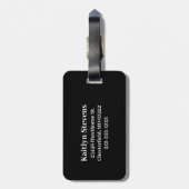 Modern zwart Blauwgroen script Monogram Bagagelabel (Achterkant verticaal)