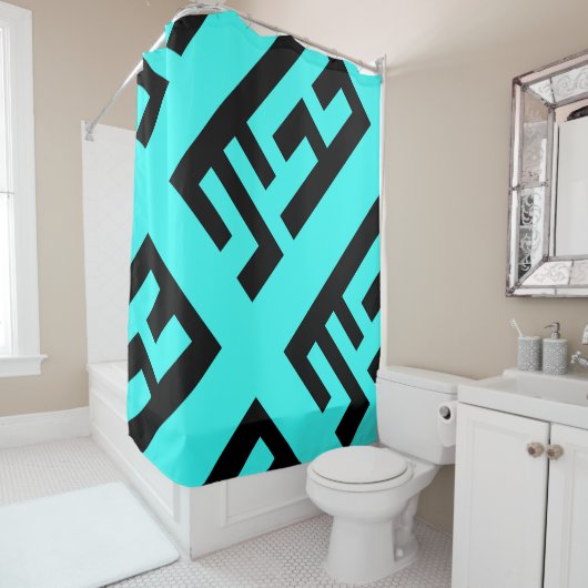 Modern zwart-Blauwgroen showgordijn 2 Douchegordijn (In situ)