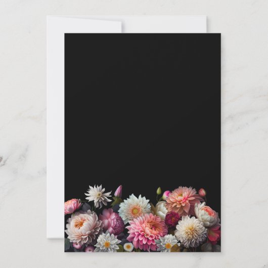 Modern Zwart Bloemen Bruiloft Save the Date (Achterkant)